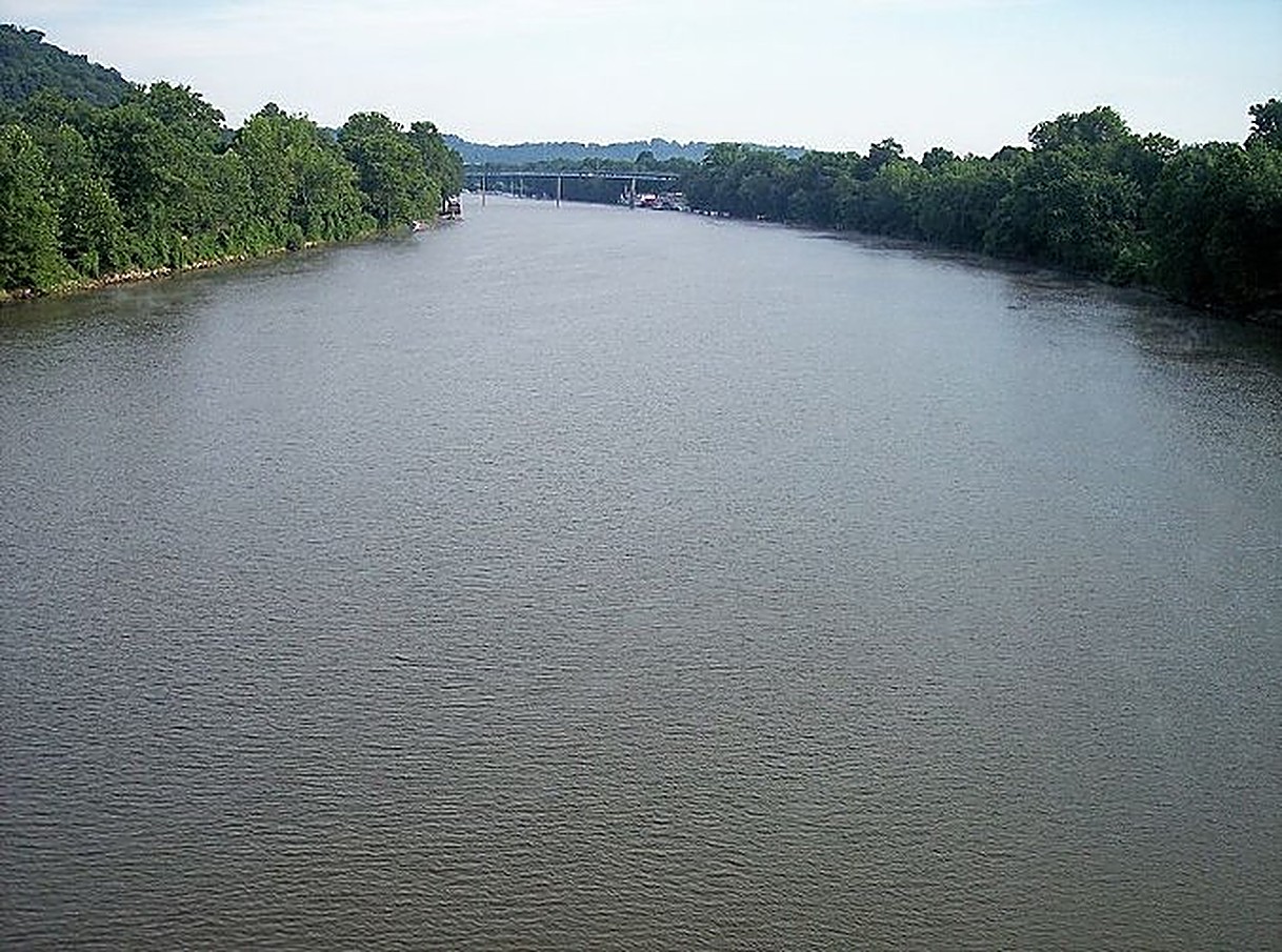 A wide, slow-moving river