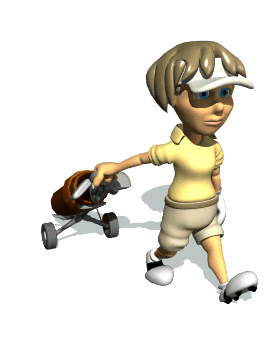 Woman Pulling Golf Cart